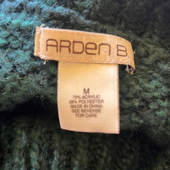 Arden B hunter green cowl neck mini sweater dress/tunic elastic cuff szM - Picture 8 of 9